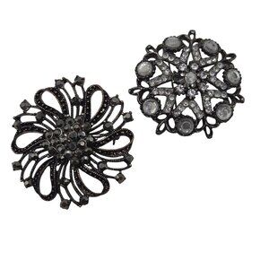 VTG Brooch 2PC Dark Academia Whimsigoth Grunge Spiral Rhinestone Marcasite Pins